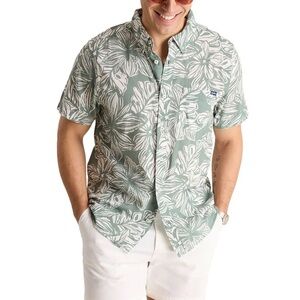NWT Chubbies Garden State Men's Resort Weave Friday Shirt Small Green White